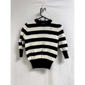 VERONICA BEARD Women's Cape Dropped Stitch Sweater Black/White XS Destroyed
